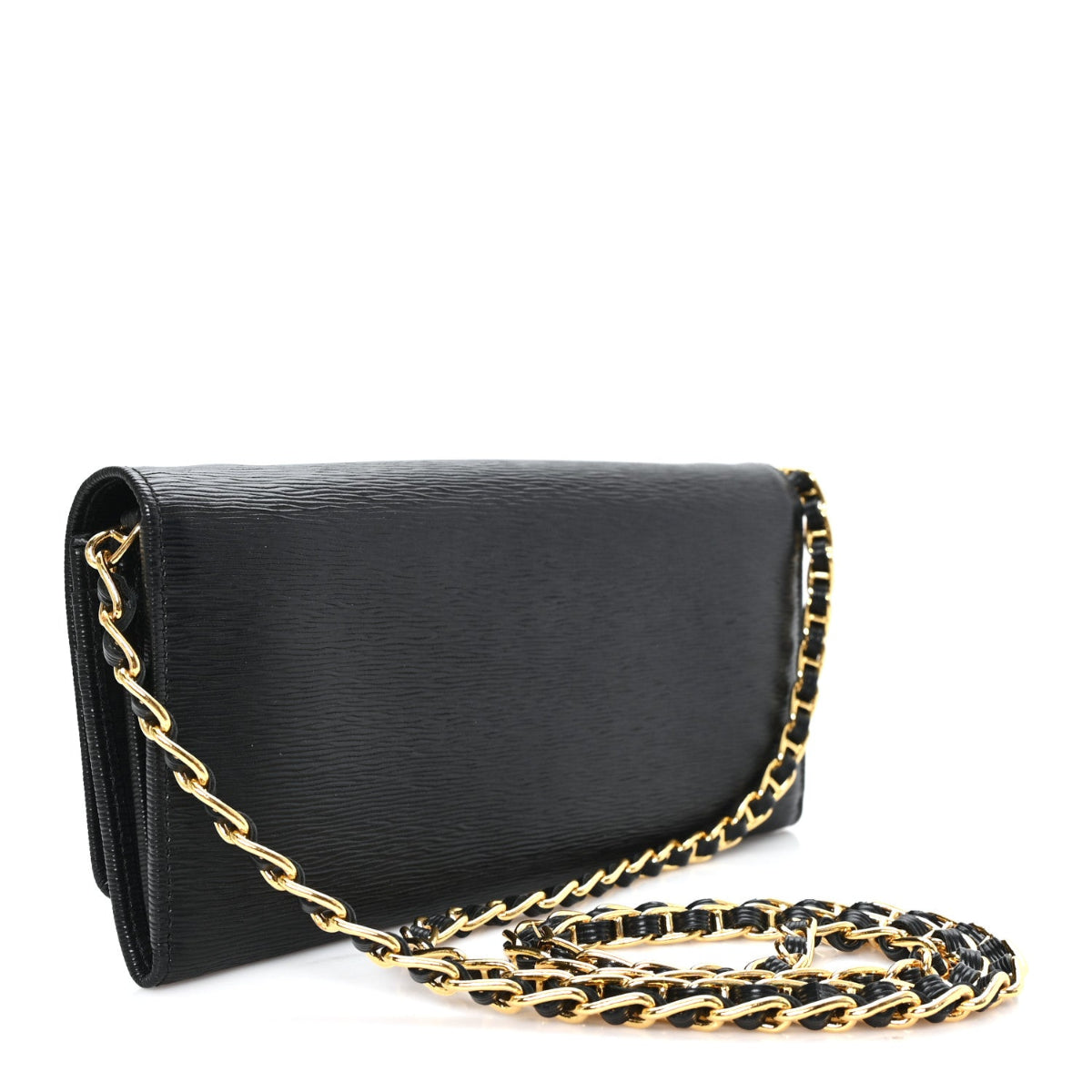 Vitello Move Metal Oro Chain Wallet Black