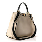 Vitello Seta Canvas FF Embroidered Medium Peekaboo Iconic Satchel White