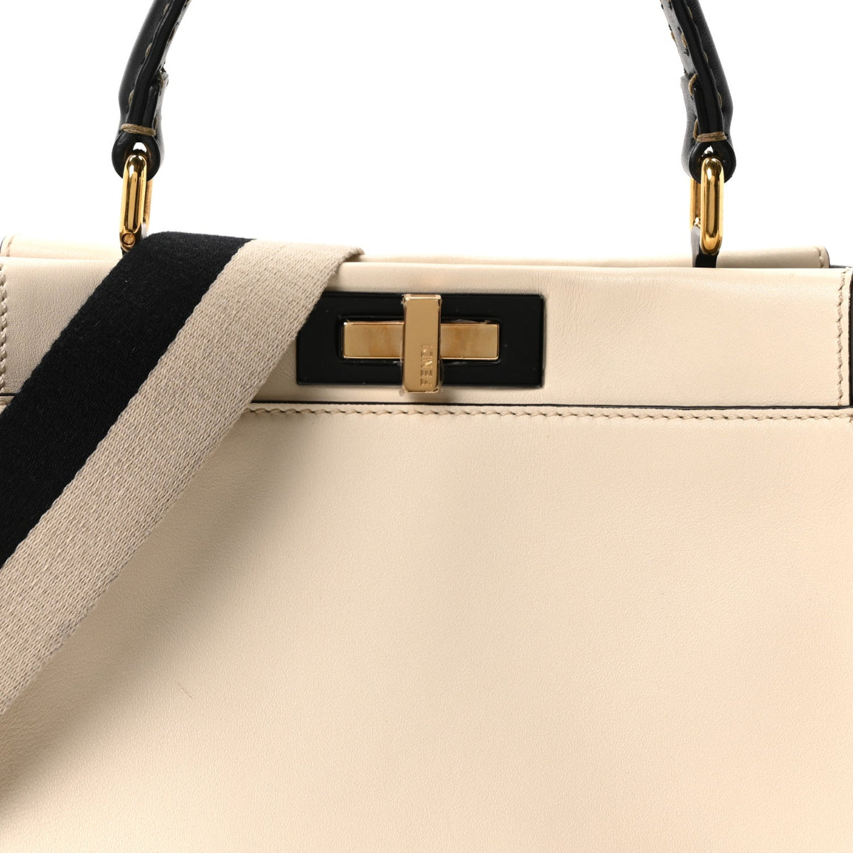 Vitello Seta Canvas FF Embroidered Medium Peekaboo Iconic Satchel White