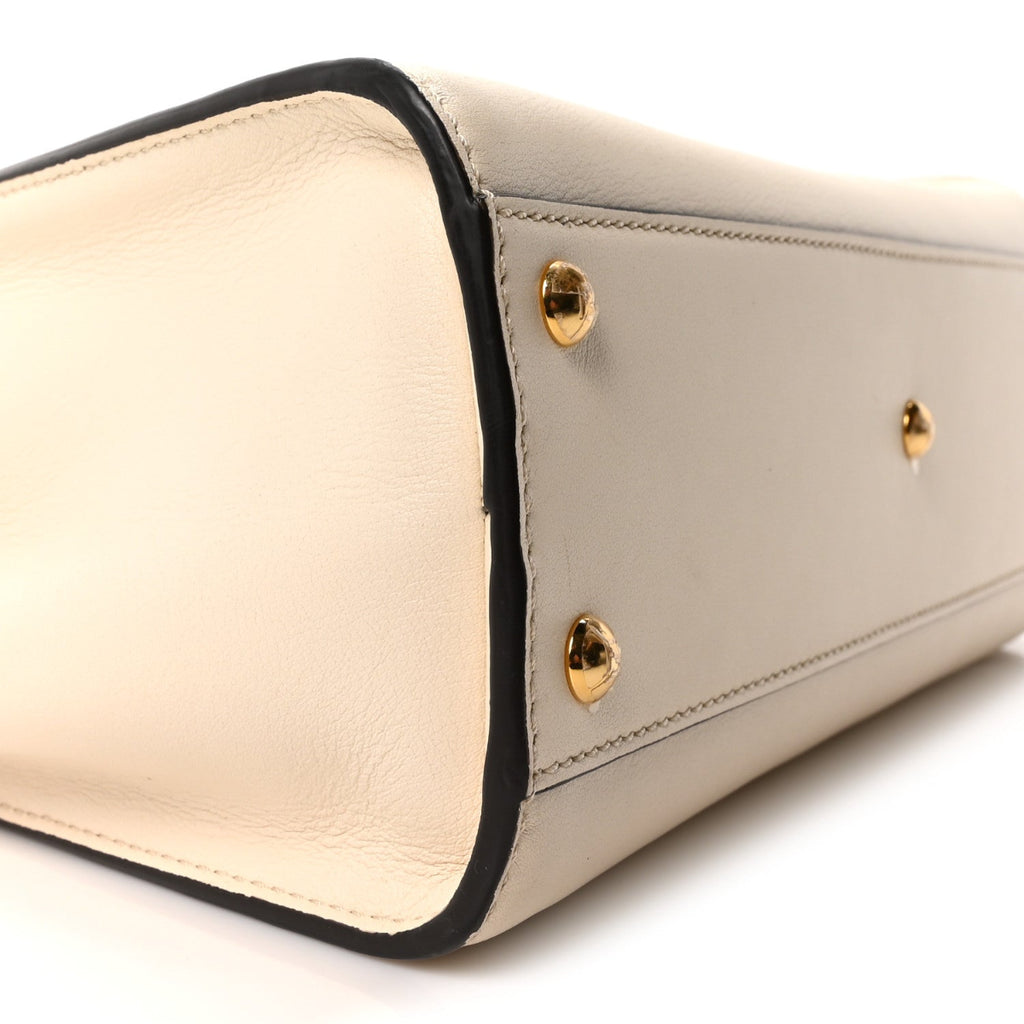 Vitello Seta Canvas FF Embroidered Medium Peekaboo Iconic Satchel White