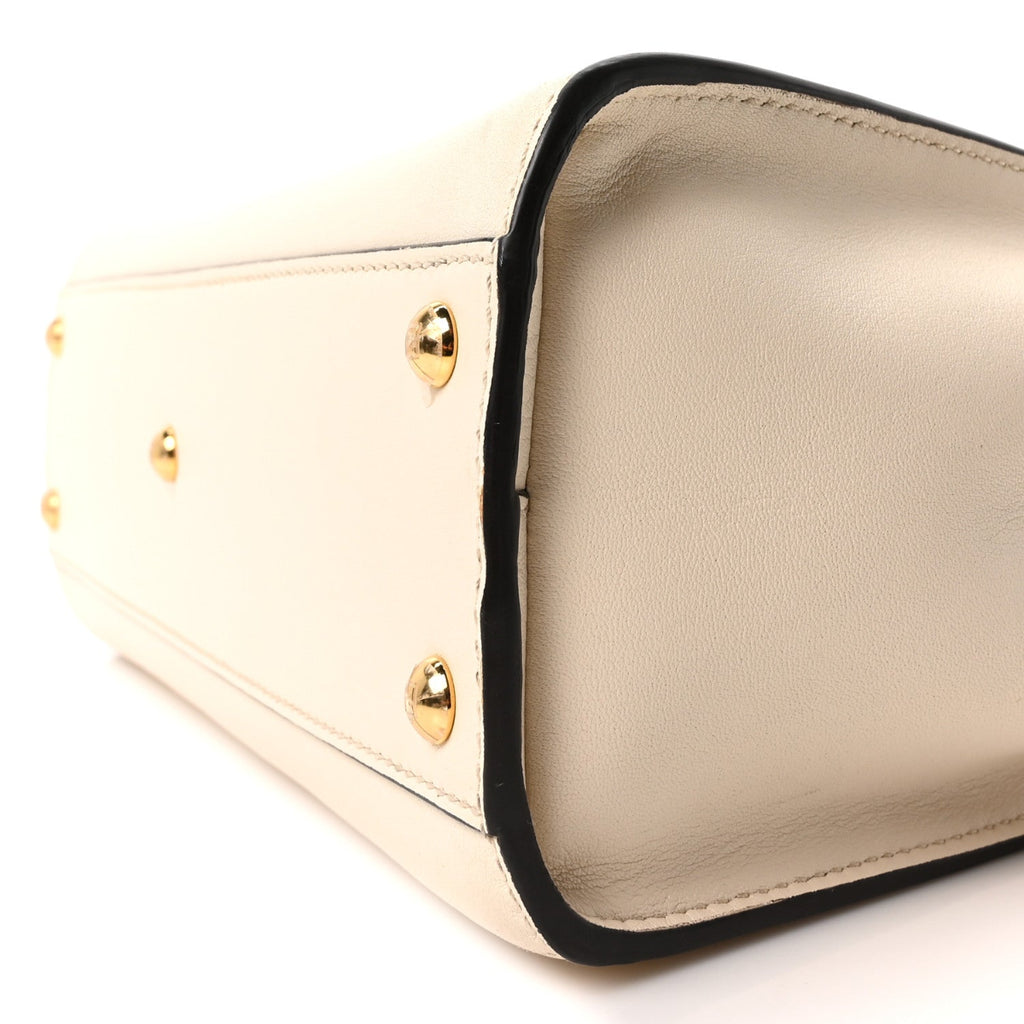 Vitello Seta Canvas FF Embroidered Medium Peekaboo Iconic Satchel White