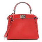 Vitello Seta Nappa Mini Plexi Handle Peekaboo Iconic Satchel Pomodoro