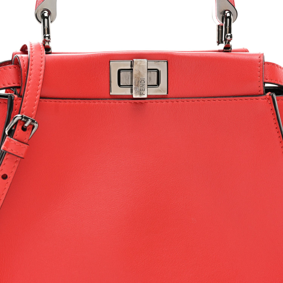 Vitello Seta Nappa Mini Plexi Handle Peekaboo Iconic Satchel Pomodoro