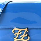 Vitello Vernice Mou Karligraphy Crossbody Bag Bluette