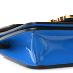 Vitello Vernice Mou Karligraphy Crossbody Bag Bluette