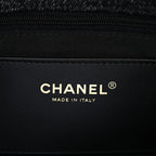 Washed Denim Quilted Large Flap Bag Black