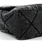 Washed Denim Quilted Large Flap Bag Black