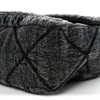 Washed Denim Quilted Large Flap Bag Black