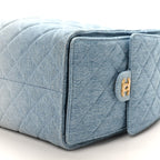 Washed Denim Quilted Medium Chanel 25 Handbag Blue