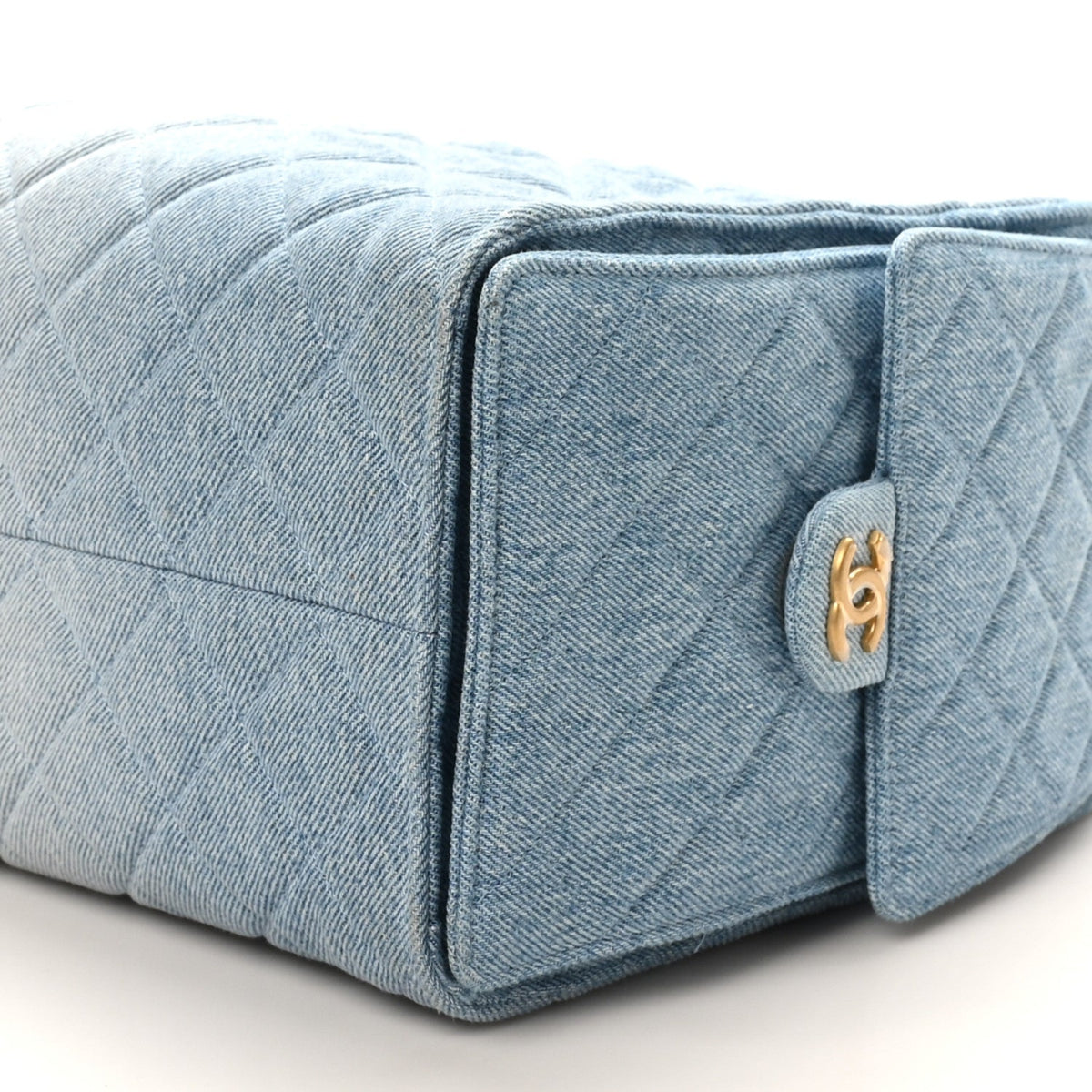 Washed Denim Quilted Medium Chanel 25 Handbag Blue