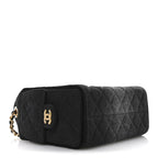 Washed Denim Quilted Mini Chanel 25 Handbag Black