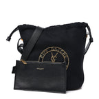 Wool Calfskin Rive Gauche Bucket Bag Black Gold