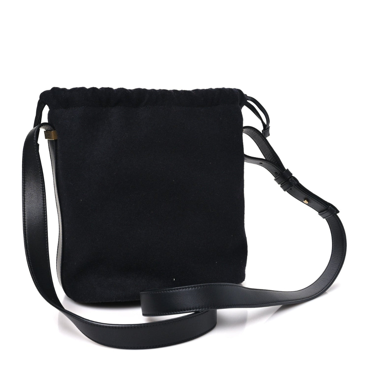 Wool Calfskin Rive Gauche Bucket Bag Black Gold