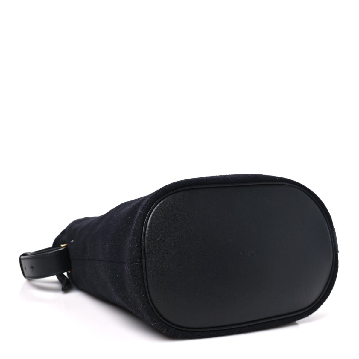 Wool Calfskin Rive Gauche Bucket Bag Black Gold