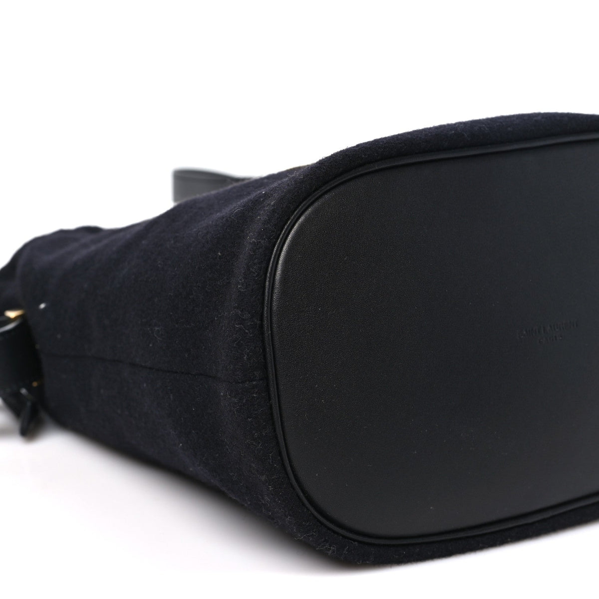 Wool Calfskin Rive Gauche Bucket Bag Black Gold