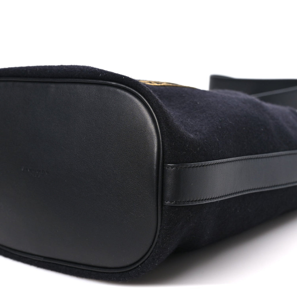 Wool Calfskin Rive Gauche Bucket Bag Black Gold