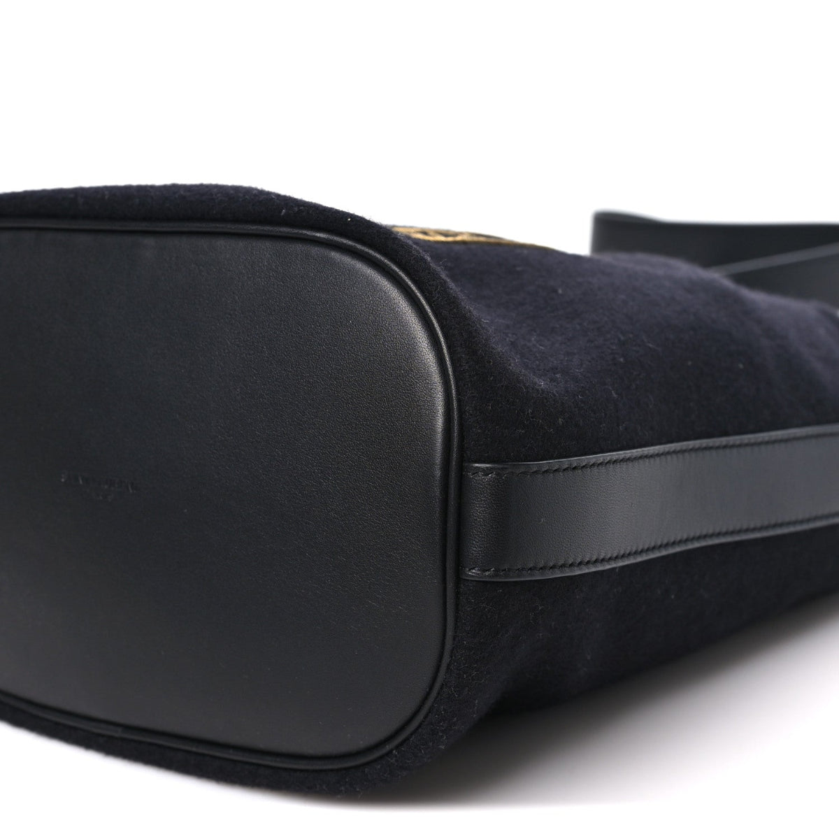 Wool Calfskin Rive Gauche Bucket Bag Black Gold