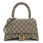 X GUCCI GG Supreme Monogram Small Hourglass Top Handle Bag Beige Ebony