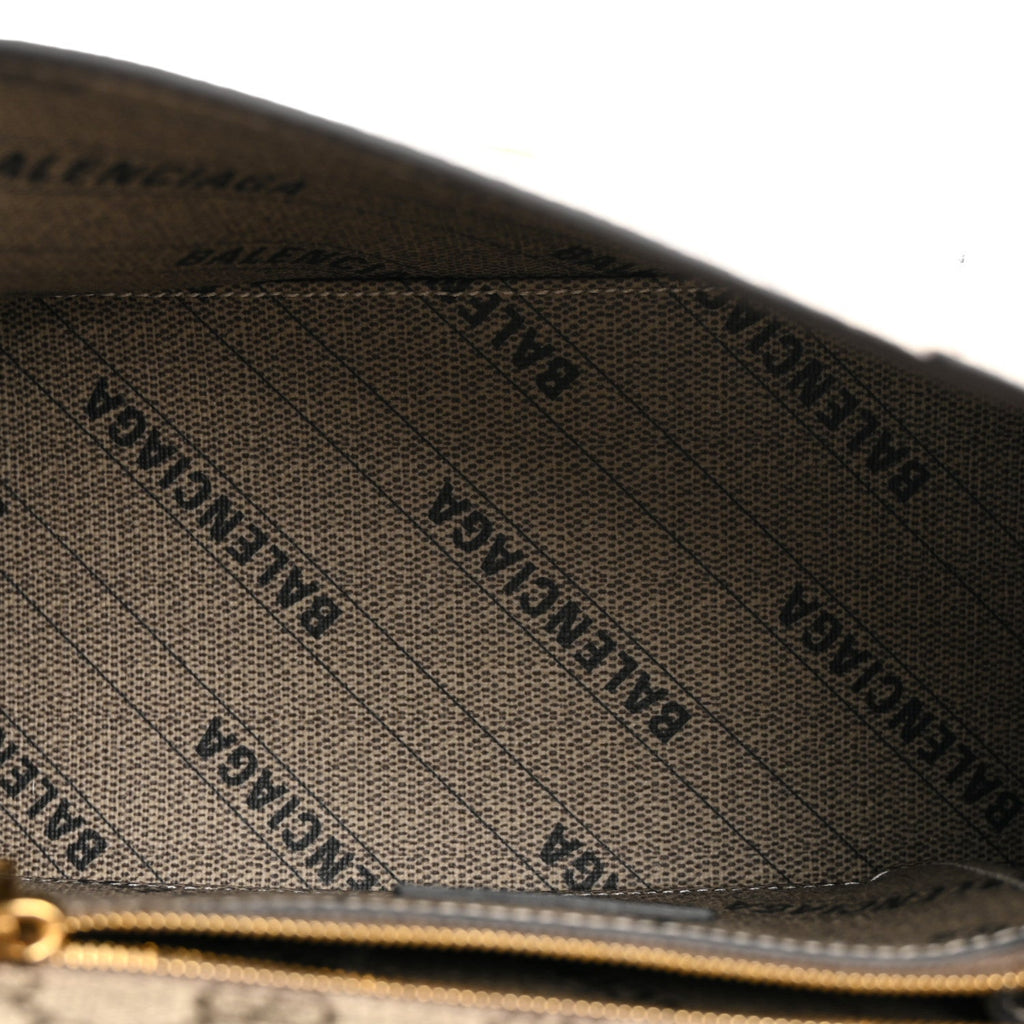 X GUCCI GG Supreme Monogram Small Hourglass Top Handle Bag Beige Ebony