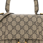 X GUCCI GG Supreme Monogram Small Hourglass Top Handle Bag Beige Ebony