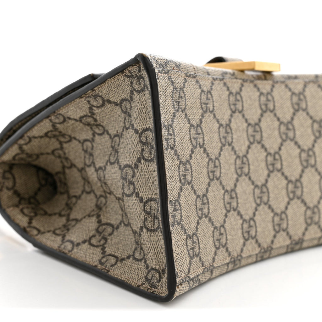 X GUCCI GG Supreme Monogram Small Hourglass Top Handle Bag Beige Ebony