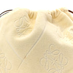 X PAULA'S IBIZA Terry Cloth Calfskin Drawstring Pouch Natural Tan
