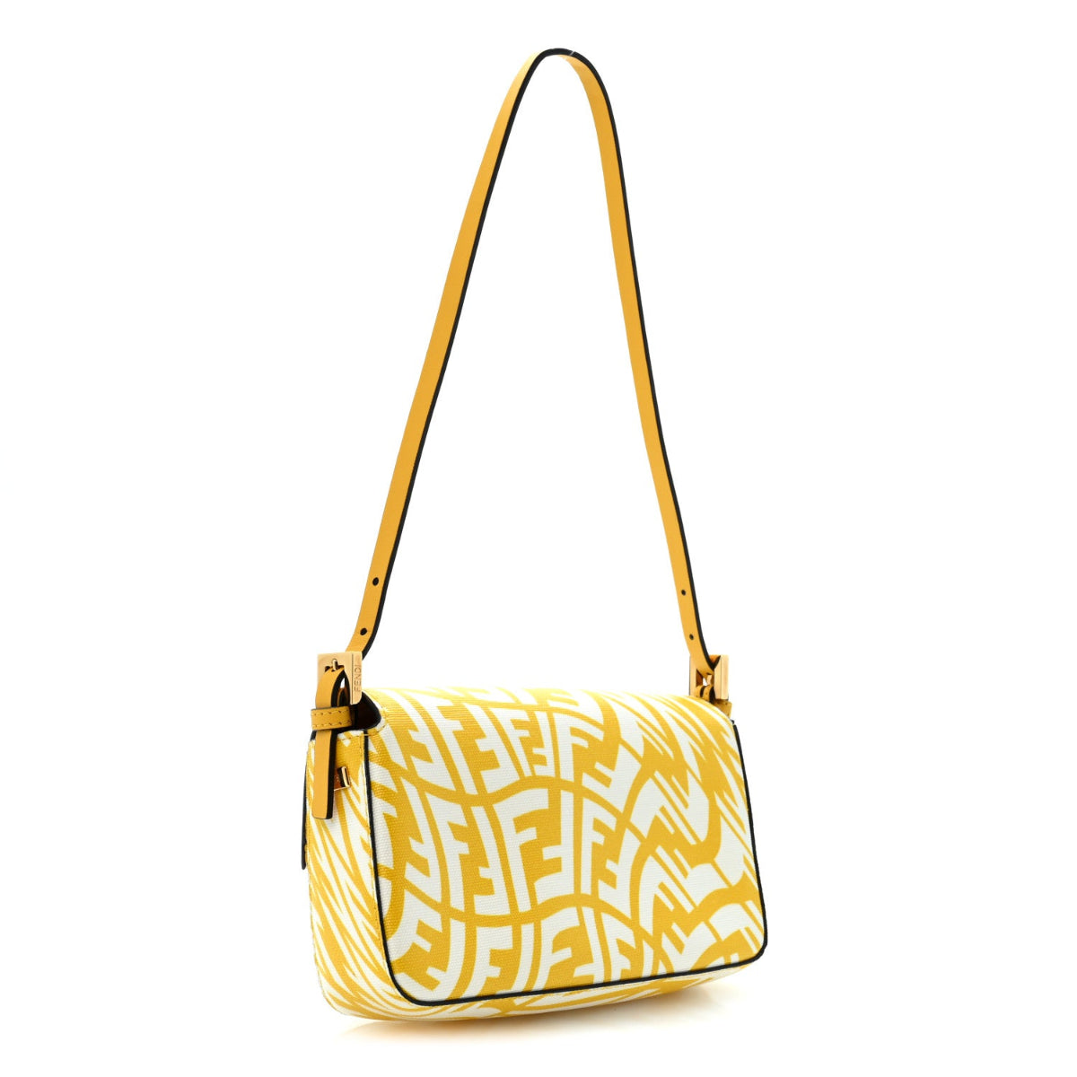 X SARAH COLEMAN Glazed Canvas Vitello King FF Vertigo Mini Baguette 1997 Mimosa White