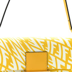 X SARAH COLEMAN Glazed Canvas Vitello King FF Vertigo Mini Baguette 1997 Mimosa White