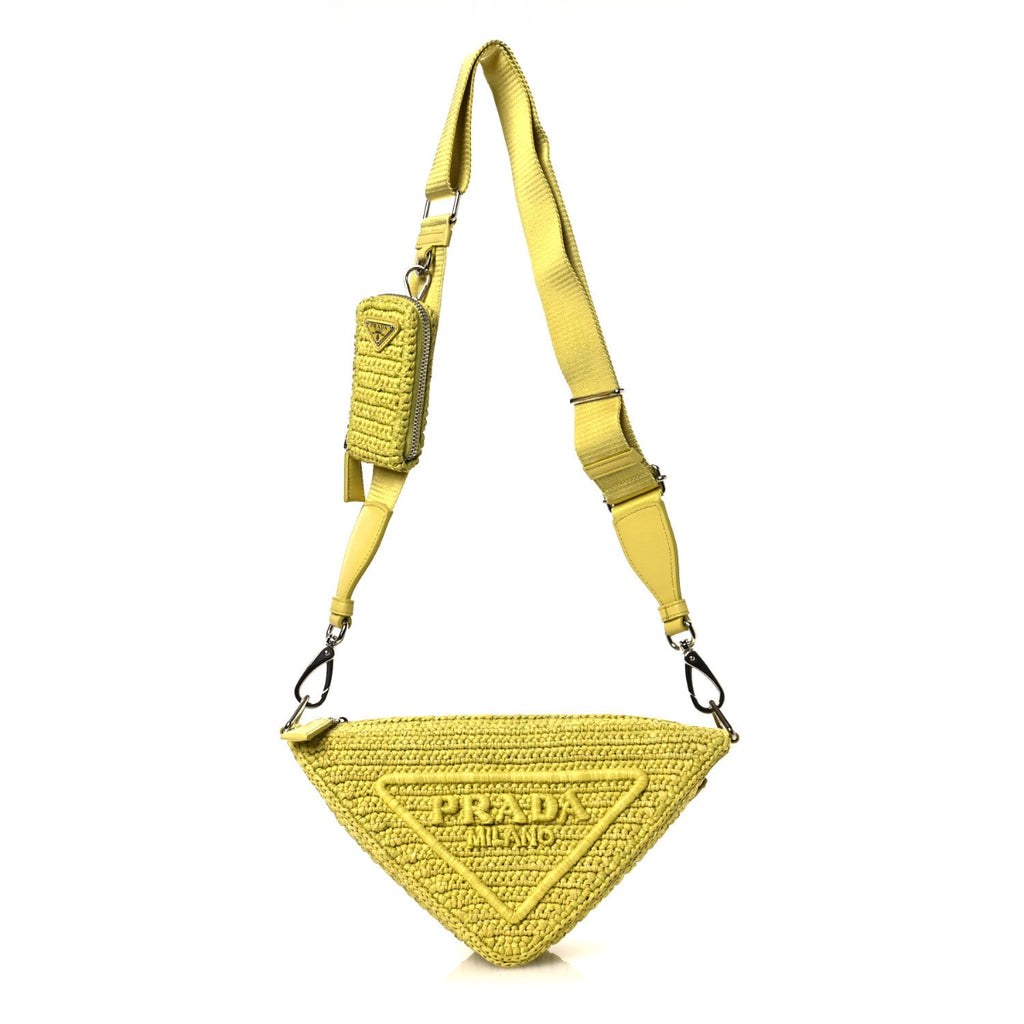 Yarn Raffia Effect Crochet Triangle Shoulder Bag Giallo