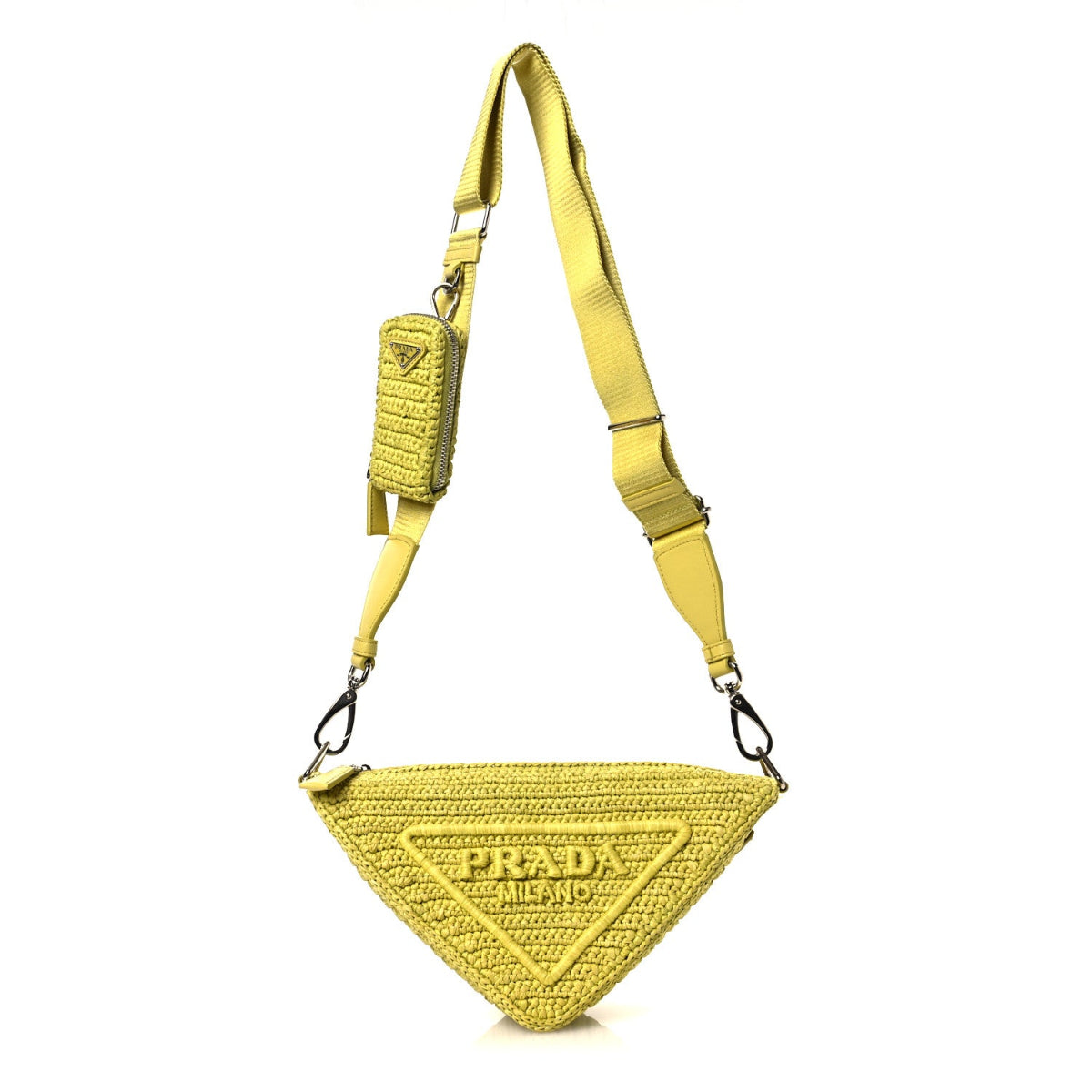 Yarn Raffia Effect Crochet Triangle Shoulder Bag Giallo
