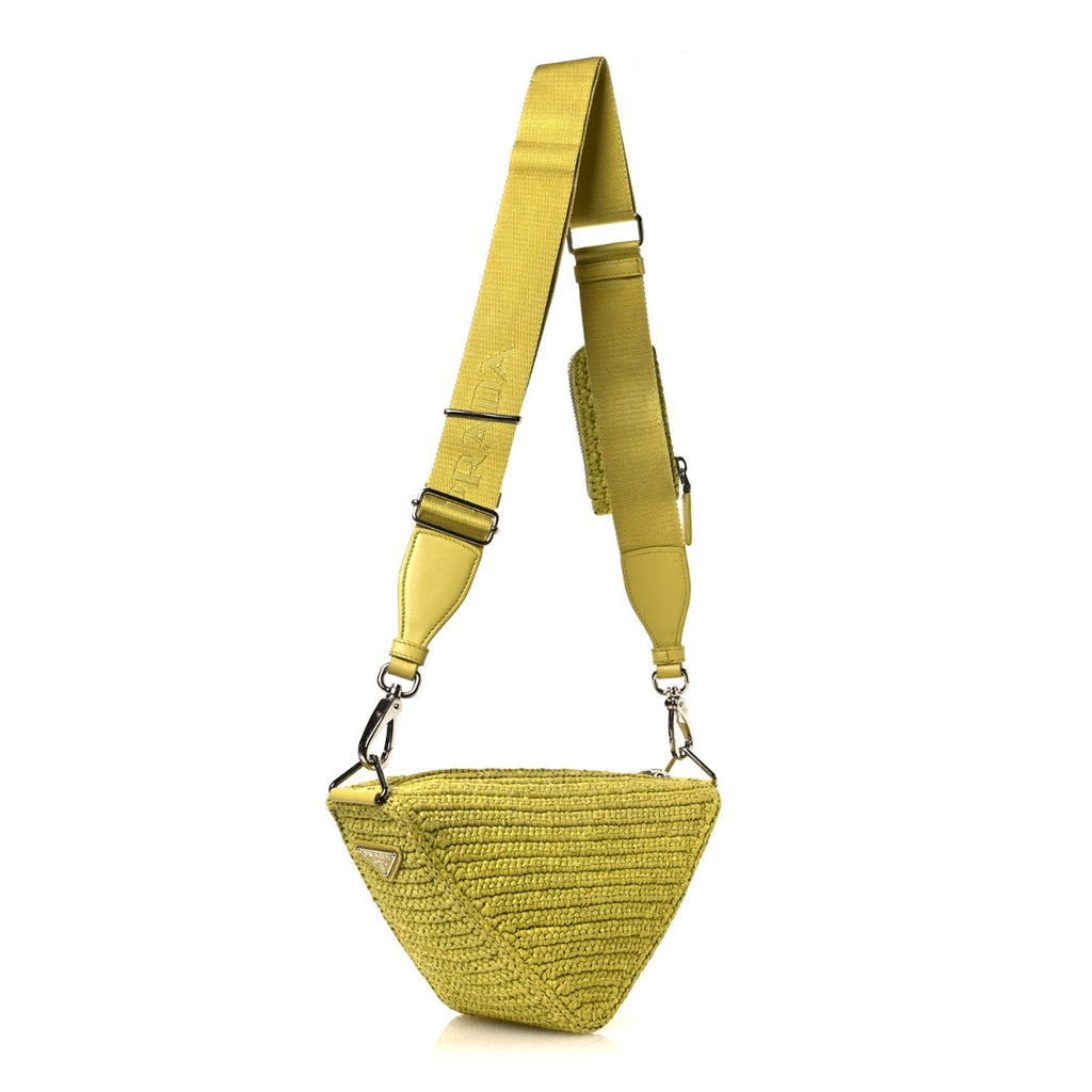 Yarn Raffia Effect Crochet Triangle Shoulder Bag Giallo
